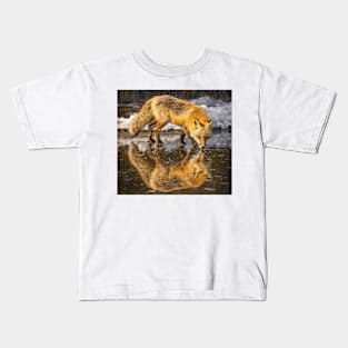 Red Fox in Water Kids T-Shirt